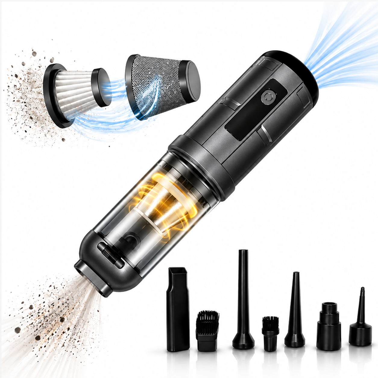 AirForce™ – Aspirator Auto cu Acumulator, 22.000 PA, Fără Fir
